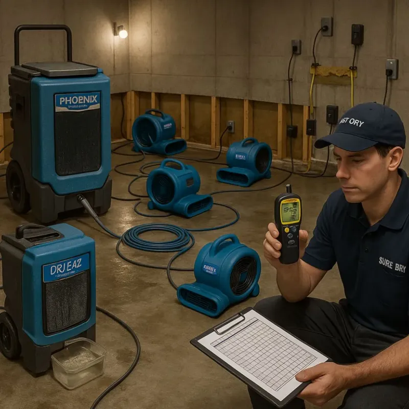 Structural Drying and Dehumidification process in Rockwell, AR